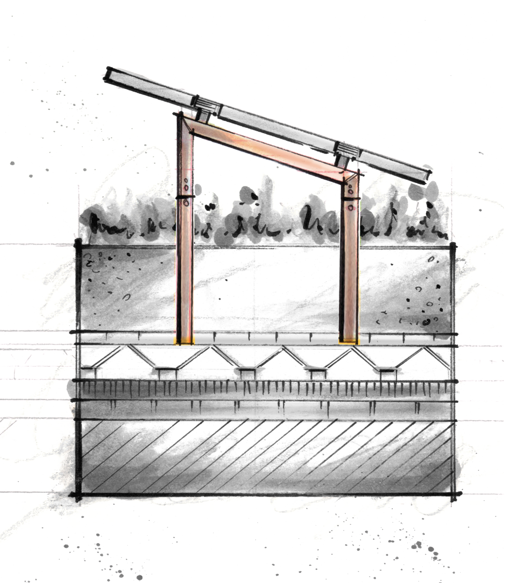 Solarbügel aus Aluminium mit Schienenhalterung Solarbügel aus Aluminium mit Schienenhalterung